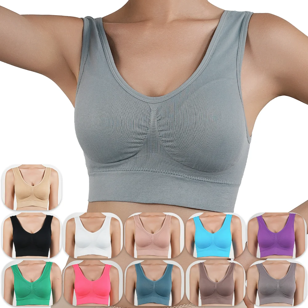 3pcs Backless Sportswear Woman Gym Sports Shockproof Bras Sexy Seamless Womens Underwear Inner Padded Yoga Vest Bralette Girls