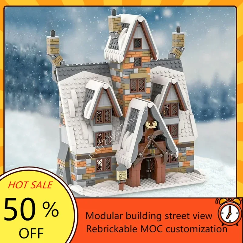 1176PCS The Three Broomsticks MOC Creative street view Model Custom Puzzles Architecture DIY Assembly Model Birthday Toy Gift