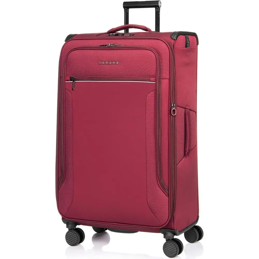 Expandable Suitcase with Spinner Wheels, Lightweight Large Luggage for Men & Women, Burgundy Checked, 29-Inch