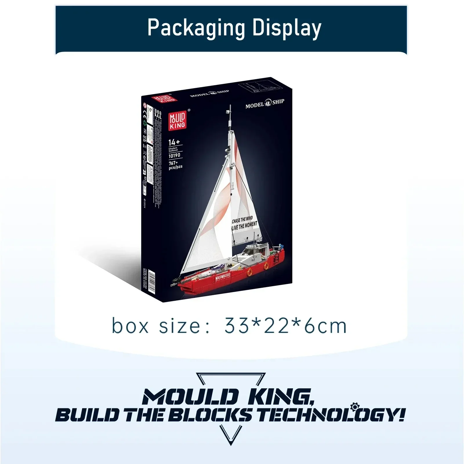 Mould King 767PCS Kreative 10190 Moderne Twin-Mast Segelschiff Bausteine Spielzeug STEM Pädagogische Erkundung Schiff Modell Kit