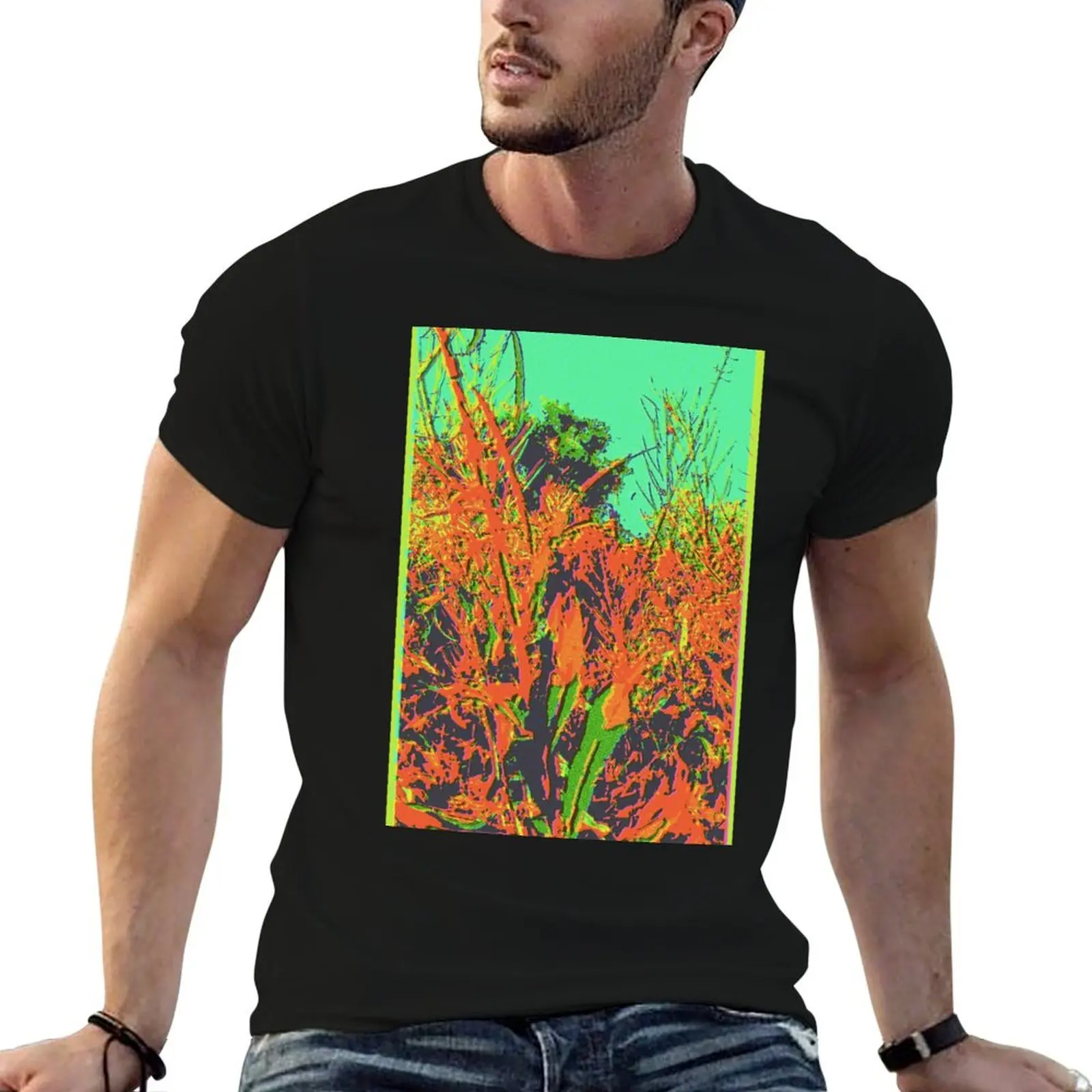 Retro Grass T-Shirt oversized t shirt summer tops black t-shirts for men