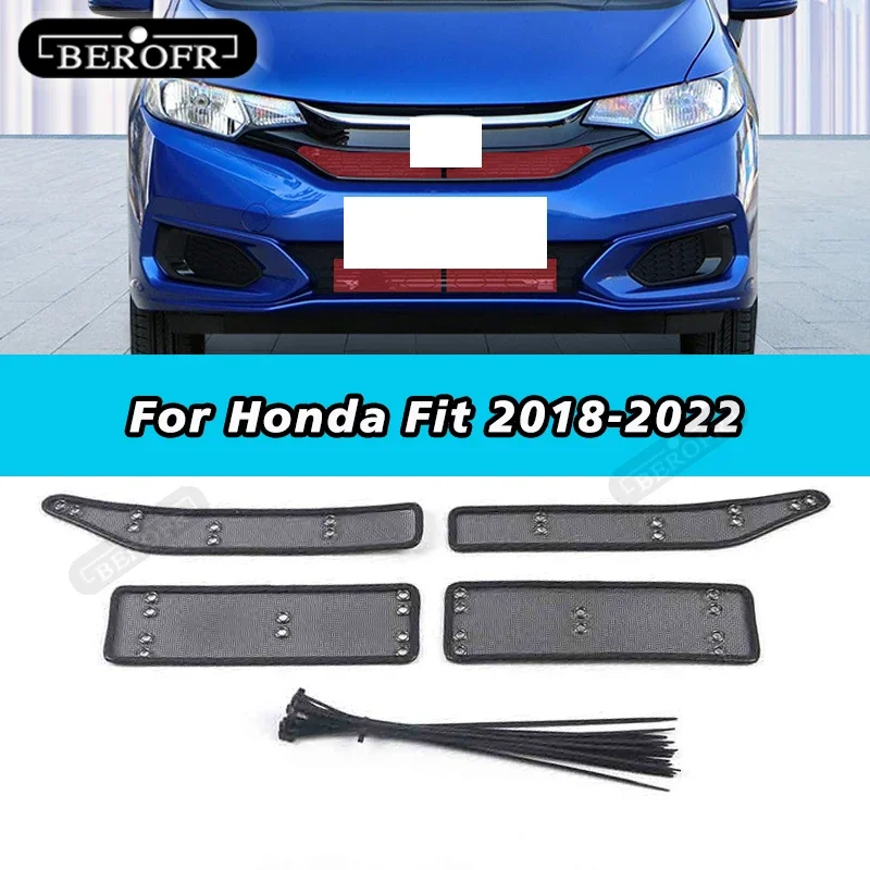 

Stainless Front Head Grille Insert Net Insect Screening Mesh Cover Mesh Guard Trims For Honda Fit 2018-2022 Car Accessories