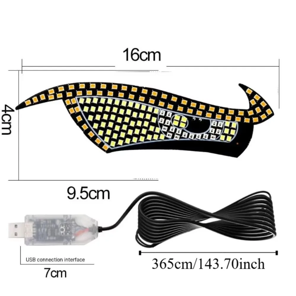 مقاوم للماء USB شيطان العين الخفيفة 5 فولت RGB الديناميكي LED الزجاج الأمامي عرض 11 وضع LED عرض عيون الشيطان ضوء إضاءة السيارة #6