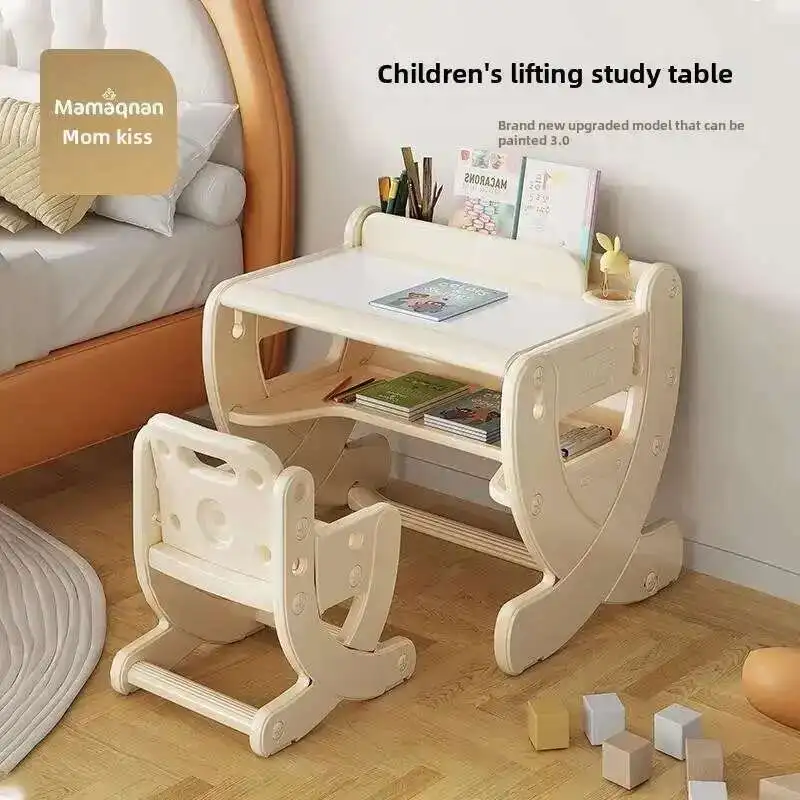 Set scrivania e sedia da studio per bambini, tavolo regolabile, camera da letto per studenti, scrittura per bambini, scrivania per l'educazione della prima infanzia