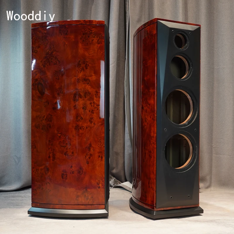 Wooddiy 8 Inch One Pair Gloss Speaker Empty Hifi Cabinet Birch Plywood Waist Drum Radian Double Bass 3 Way Acoustic Design Floor