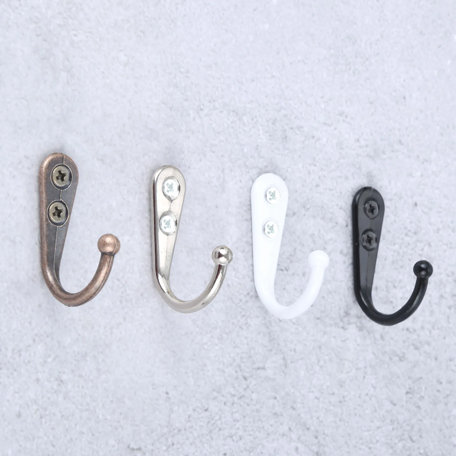 5/10 pcs Zinc Alloy Hooks Wall/Door Mounted Hanger Retro w/screws Red Copper/Silver/Blcak/White Coat/Key/Bag/Towel/Hat 44mm