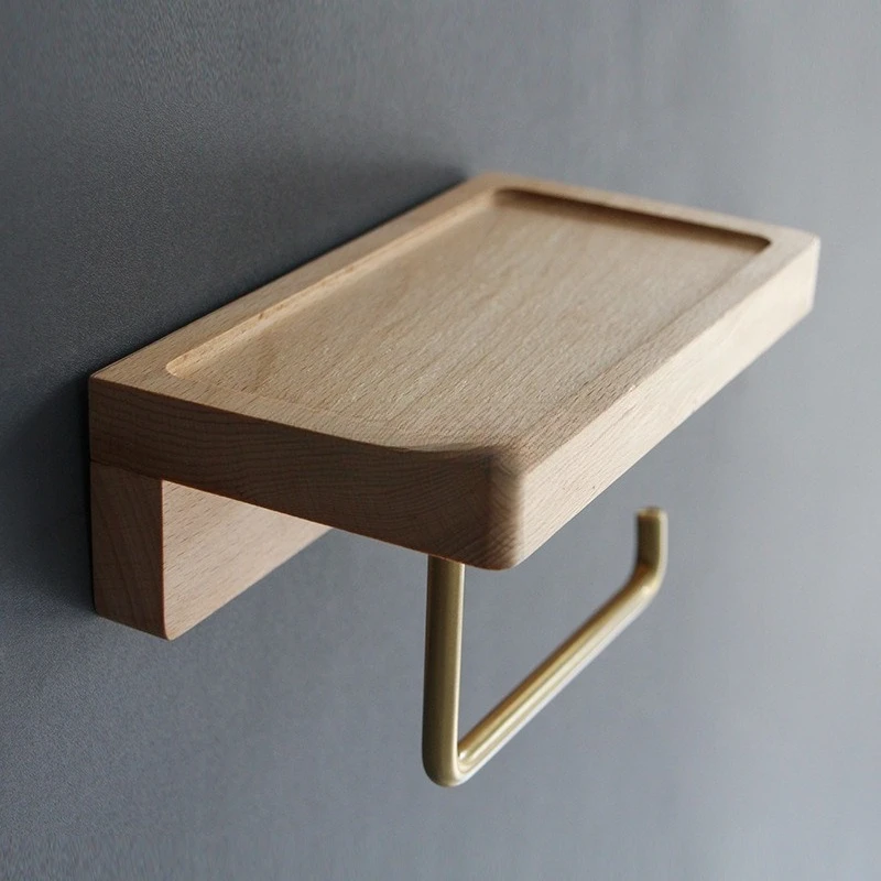 

Nordic toilet paper roll paper holder bathroom towel holder free toilet paper holder solid wood towel box