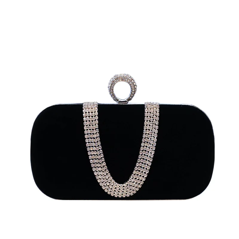 Hot Selling Velvet Diamond Evening Bag Black Velvet Banquet Bag High-end Cheongsam Bag Factory Direct Sale E-commer