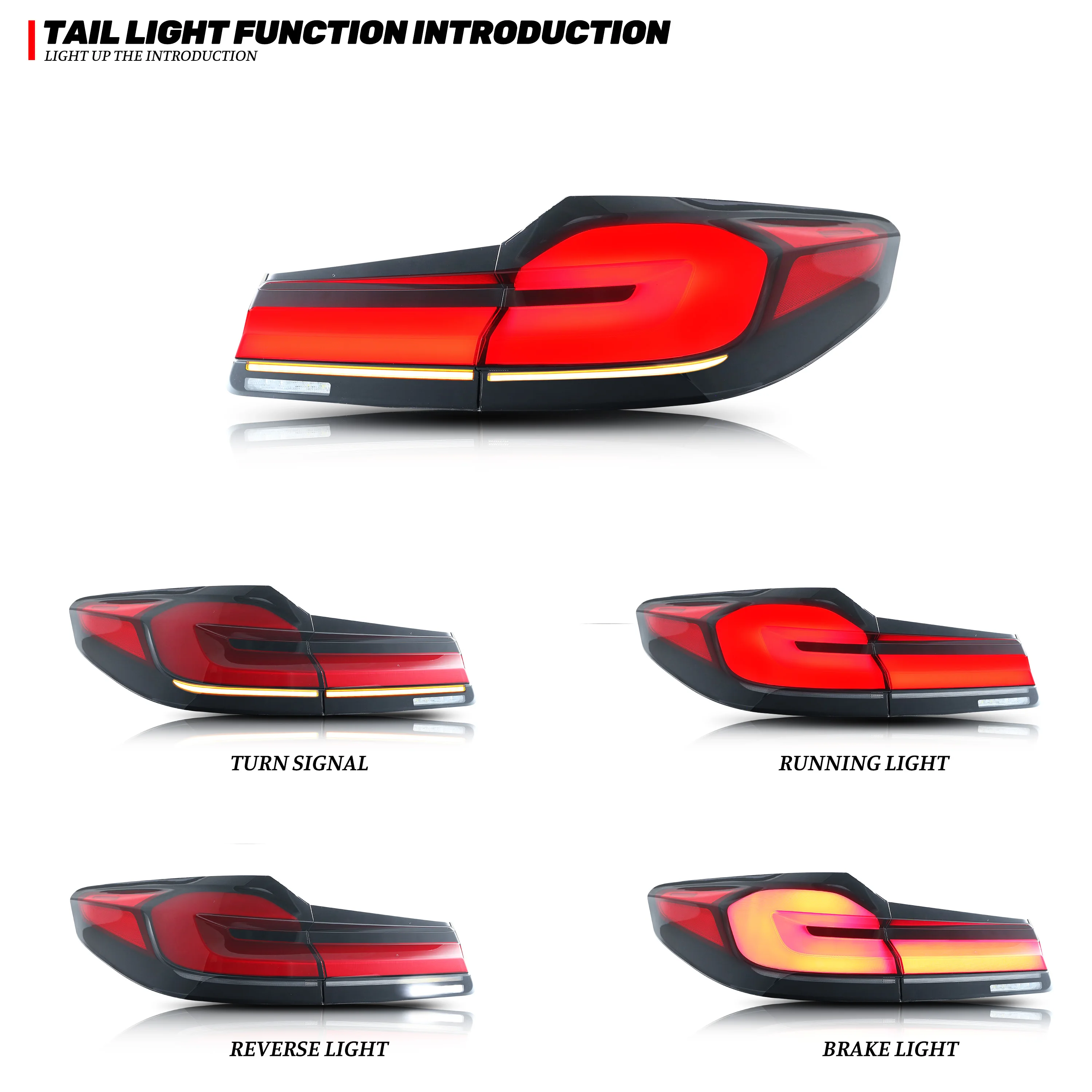 LED Facelift Tail Lights for BMW G30 F90 M5 5-Series 2017-2020 Sequential Turn Signal Rear Lamps Assembly