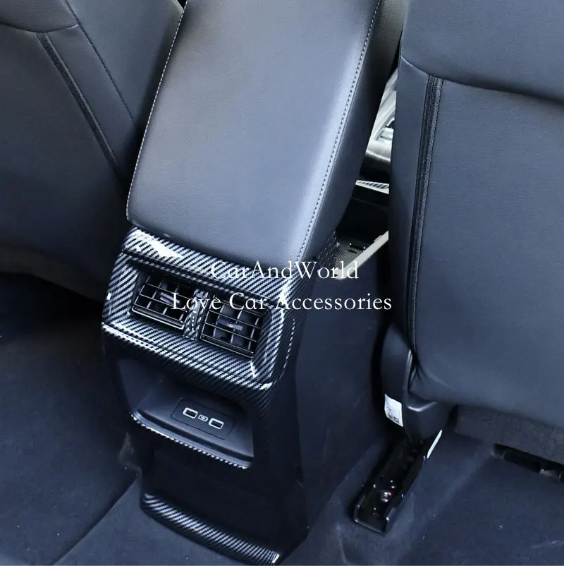 ABS ألياف الكربون الصف الخلفي تكييف الهواء منفذ تنفيس USB غطاء إطاري مقبلات الزخارف اكسسوارات السيارات لهوندا CRV CR-V 2022-2025
