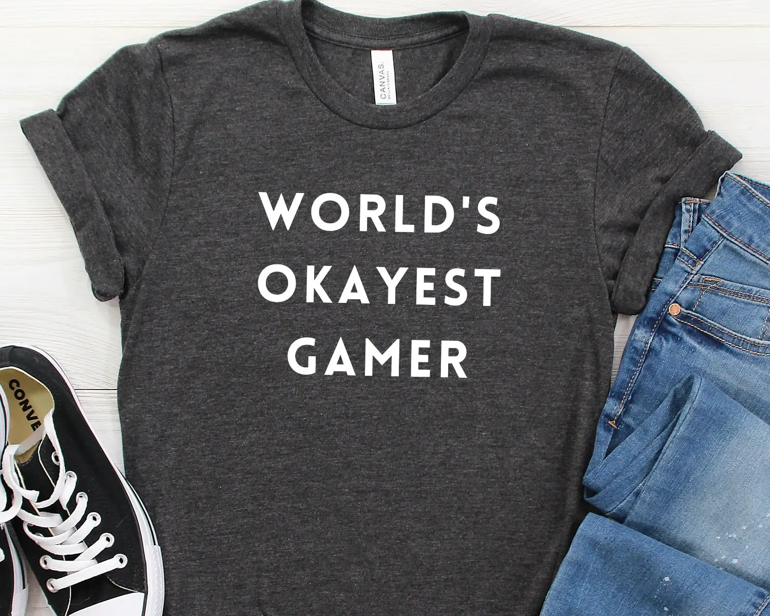 Okayest Gamer T Shirt Boyfriend Casual for Gaming