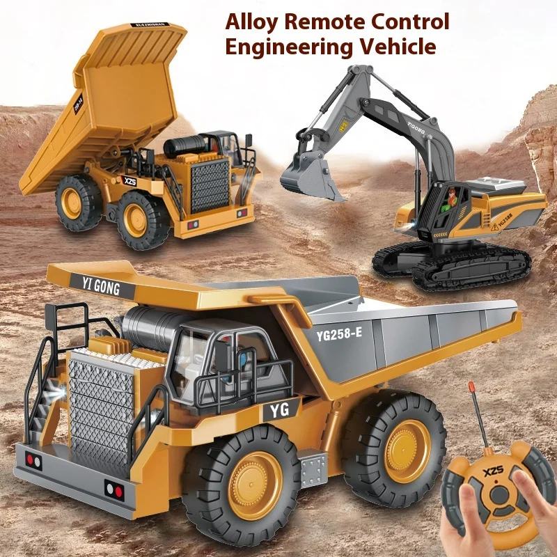 

Alloy Remote Control Engineering Vehicle Simulation Excavator Toy Bulldozer Electric 2.4g Boy Remote Control Car Model Gift