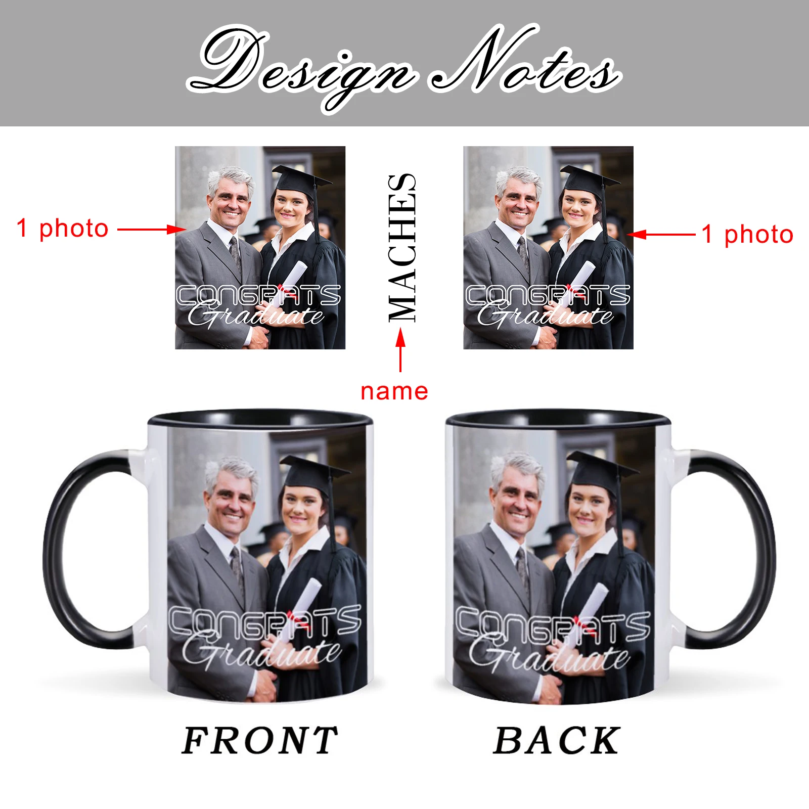 Personalized Photo Mug High School College Graduation Gift for Boys Girls Custom Picture Collage Coffee Mugs with Name Milk Cup