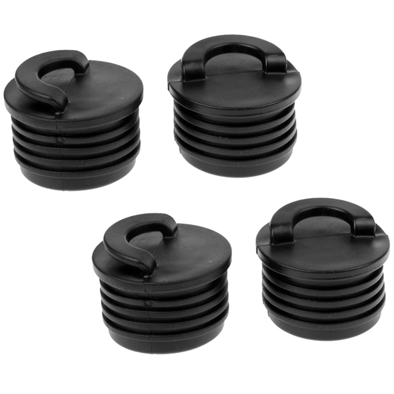 Hot 4 Pieces Black Kayak Scupper Plugs Bungs Drain Hole Replacement Accessories Marine Rafting Scupper Plug