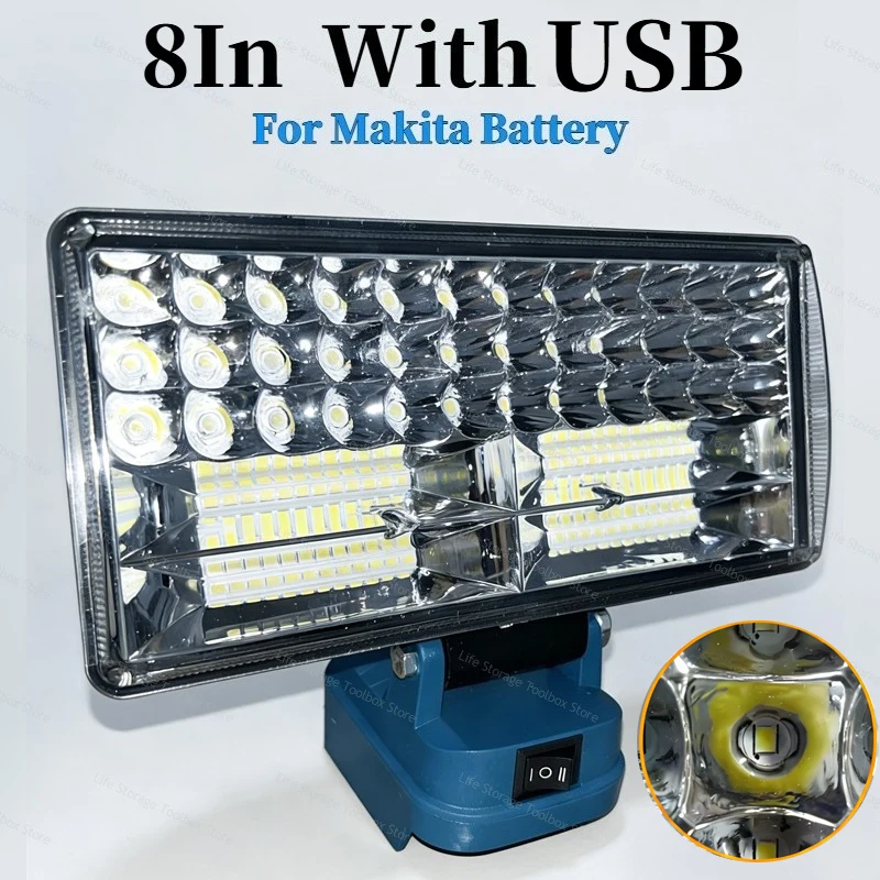 3/4/8 inch Cordless LED Work Light For Makita 14.4V-18V Li-ion Battery Lantern Outdoor Flashlight Camping Lamp Emergency Light