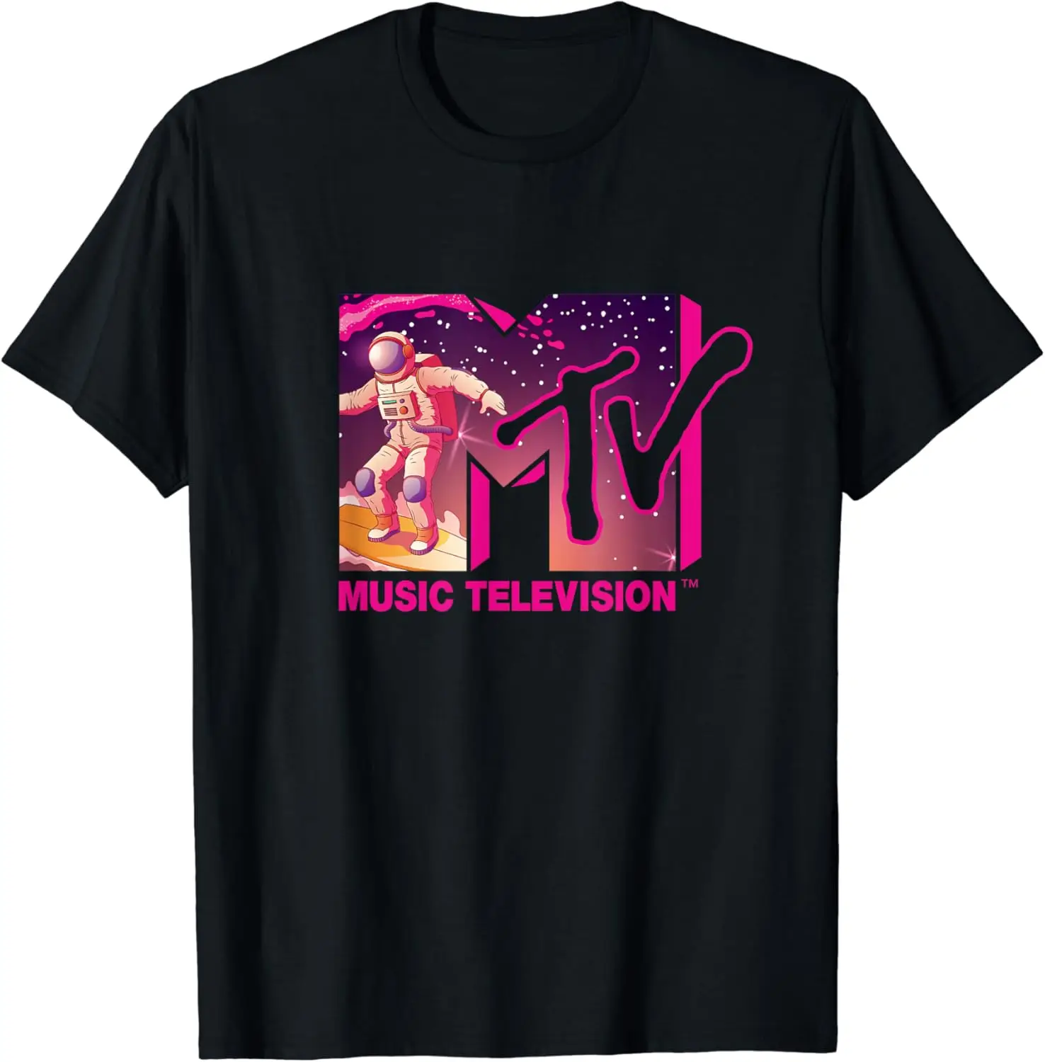 Mademark x MTV - Official MTV Logo - Surfing Astronaut in Space T-Shirt Men Women Clothes Oversized Cotton Tees