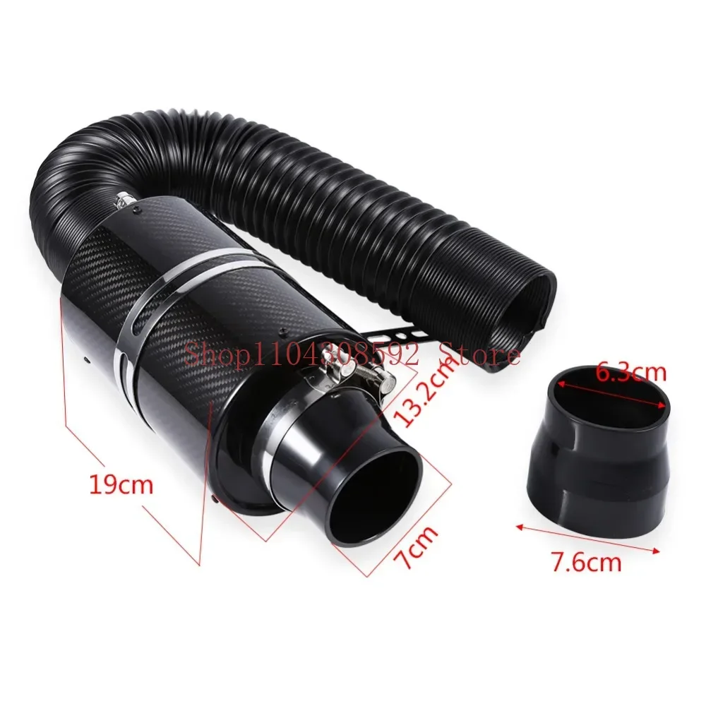 1 Set Of Carbon Fiber Cold Air Filter Intake Closed Intake Induction Tube Automotive General Hose Kit