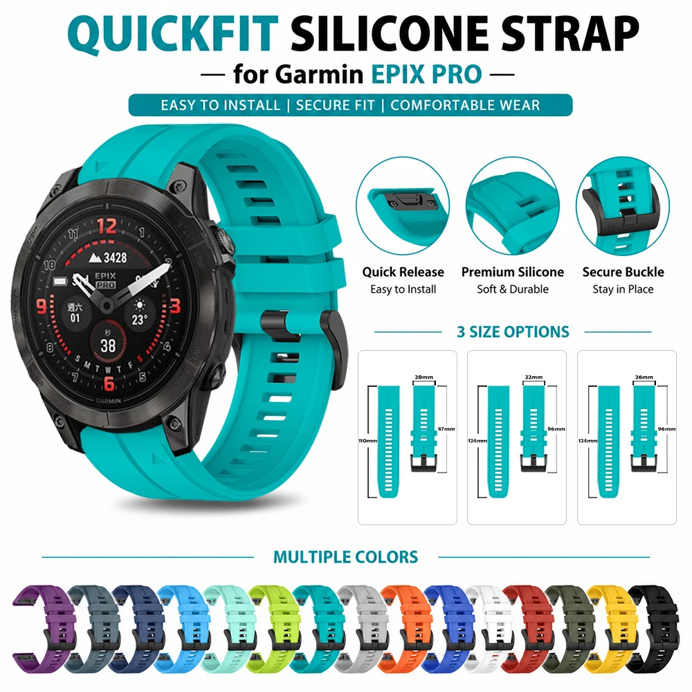 20 22 26mm Offizielles Schnellwechsel-Silikonarmband für Garmin Epix Pro 51mm Epix Gen 2 Outdoor-Armband für Fenix 8 Pro 51mm 47mm