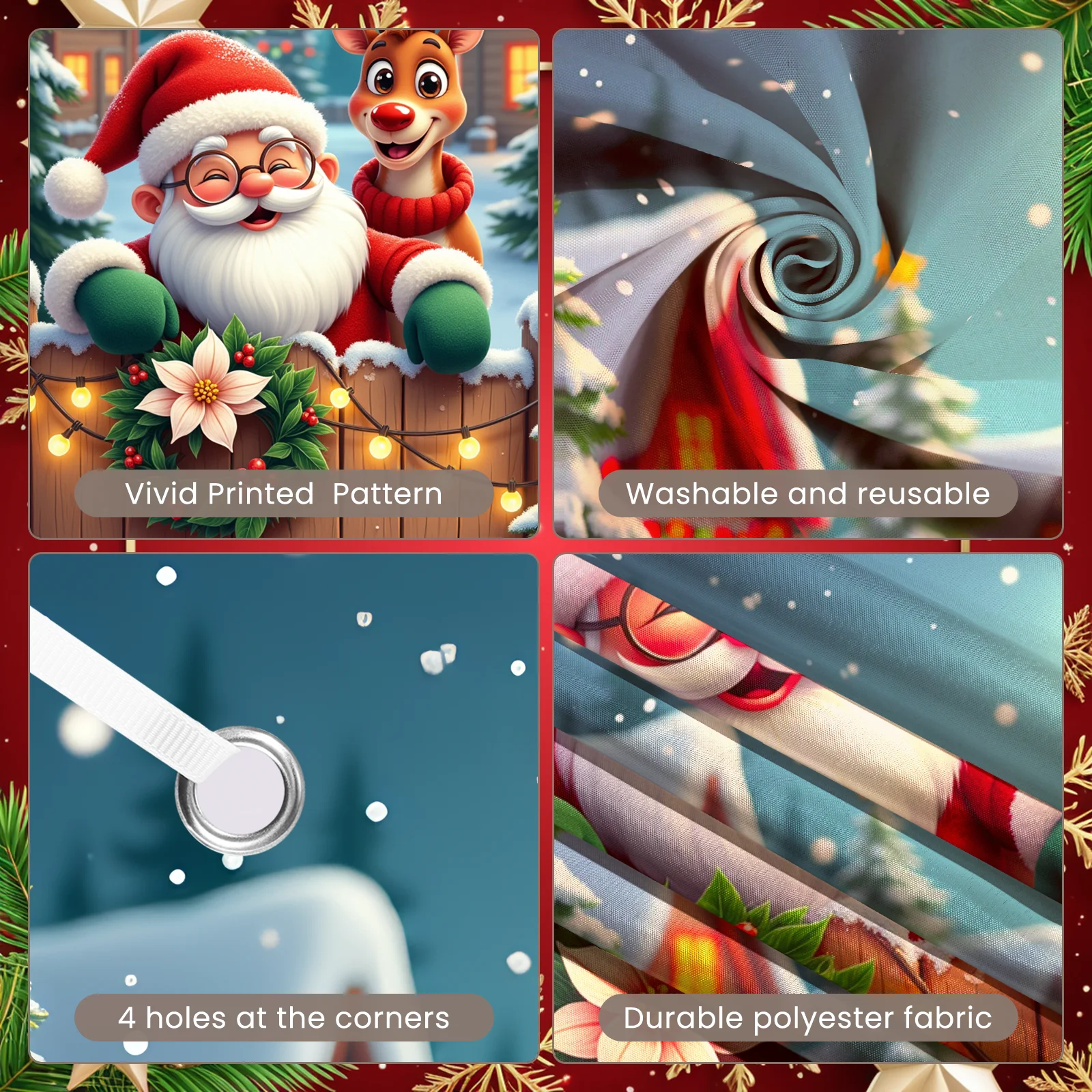البوليستر عيد الميلاد راية سانتا كلوز الرنة أضواء الزخرفية الاحتفال لعطلة حزب ديكور المنزل الشتاء الحدث