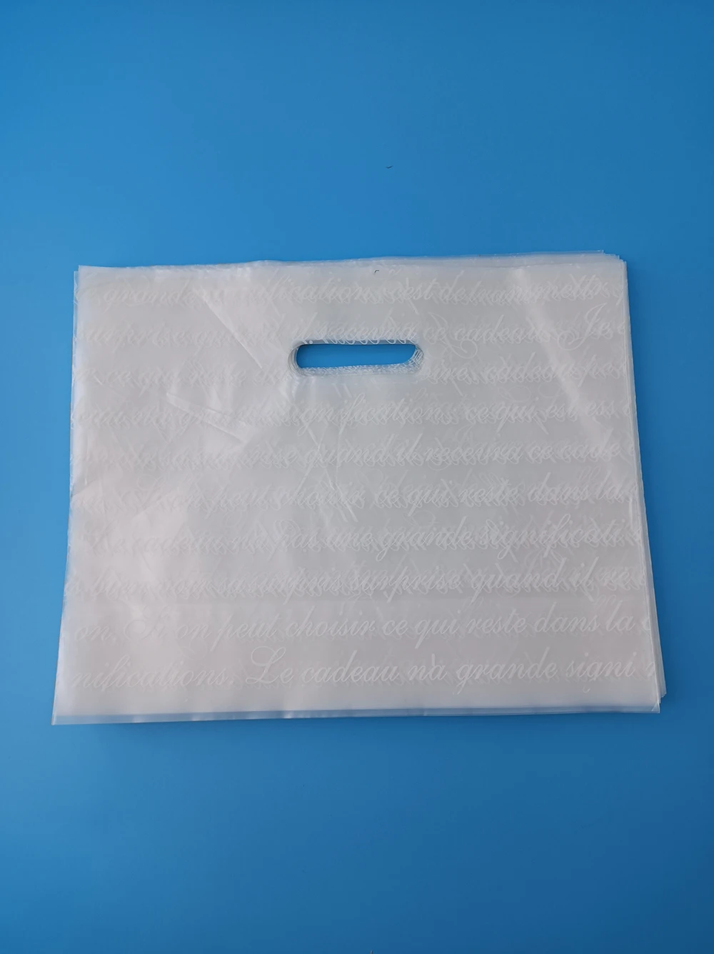 27x21cm White text poly handbag Horizontal style shopping mall carrier bag Clear packaging bag Plastic Shopping Bags