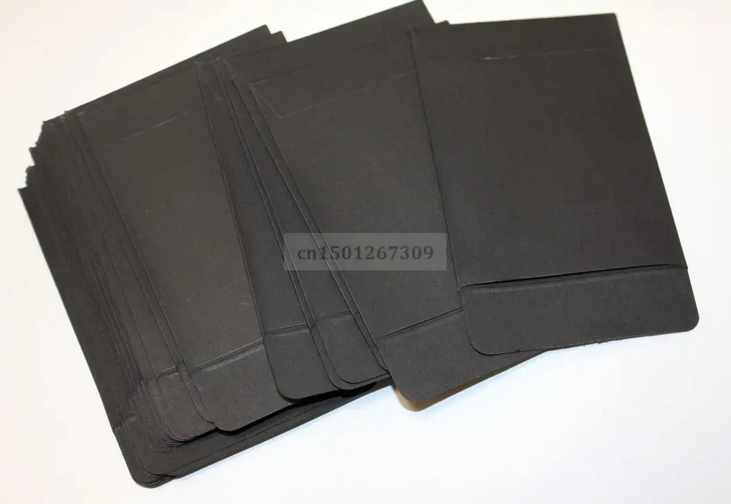 Small Black Paper Gift Envelopes Mini Bags For Storage Change Coins Seeds Jewellery Sweets - No Moistenable Glue