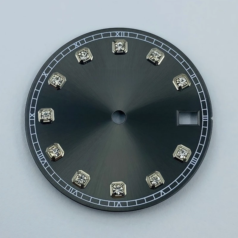 ملحقات تعديل الساعة 28.5 ملم قرص سجل نمط الشمس حرفيًا، وجه ماسي، مناسبة لحركة NH35/36