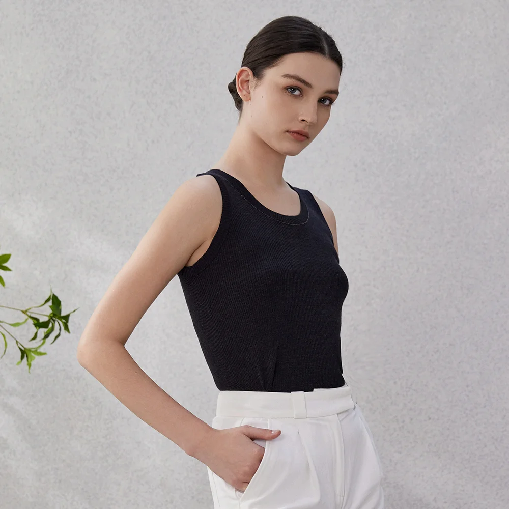 女性用ニットコットンTシャツ,ノースリーブトップス,女性用ノースリーブトップス,ウール服,BC-65