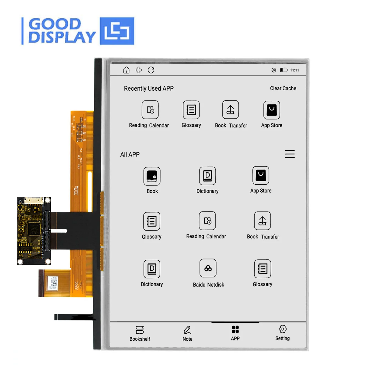 จอแสดงผลหมึก E ด้านหน้าขนาด 10.3 นิ้วพร้อมความสามารถของหน้าจอสัมผัส 1404 × 1872 HD E-paper สําหรับผู้อ่าน eBook GDEP103TC2-FT11