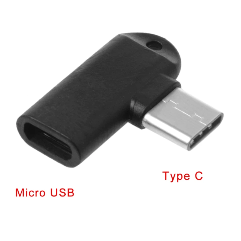 Y1UB 2.5cm/0.98in Professional 90 Degree Micro USB Female to Type C Male Adapter for Charge Converter Adapter