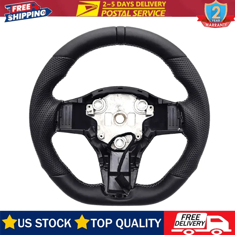 

Heated Steering Wheel For Tesla Model 3 2017-2023 Model Y 2020-2024 Perforated Leather Steering Wheel with Heating Function
