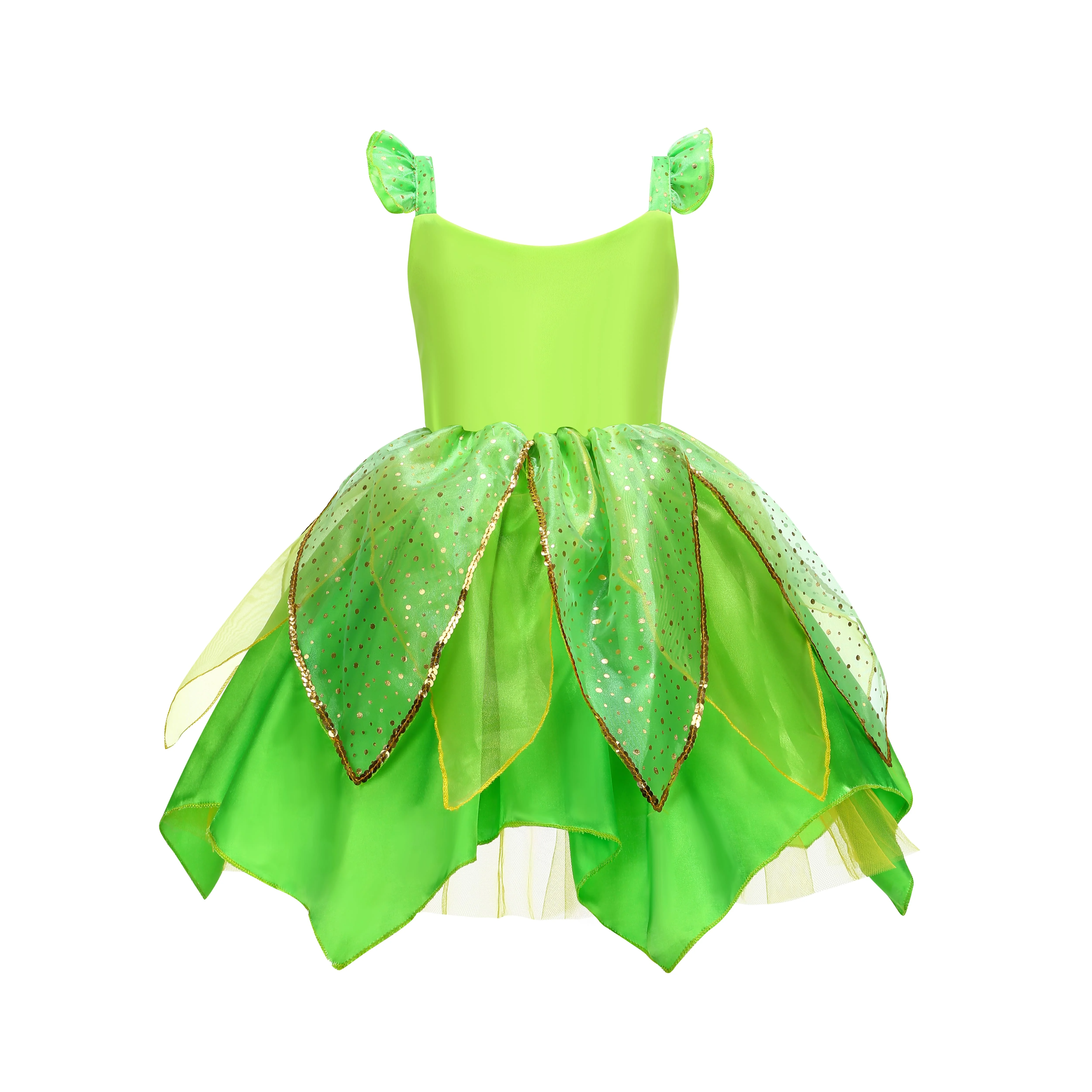 Kinder-Waldelfen-Cosplay-Kleid, glitzernder Blattrock mit Blumenornament für Feiertagsaufführungen, Themenparty, Verkleidung – Detail 4