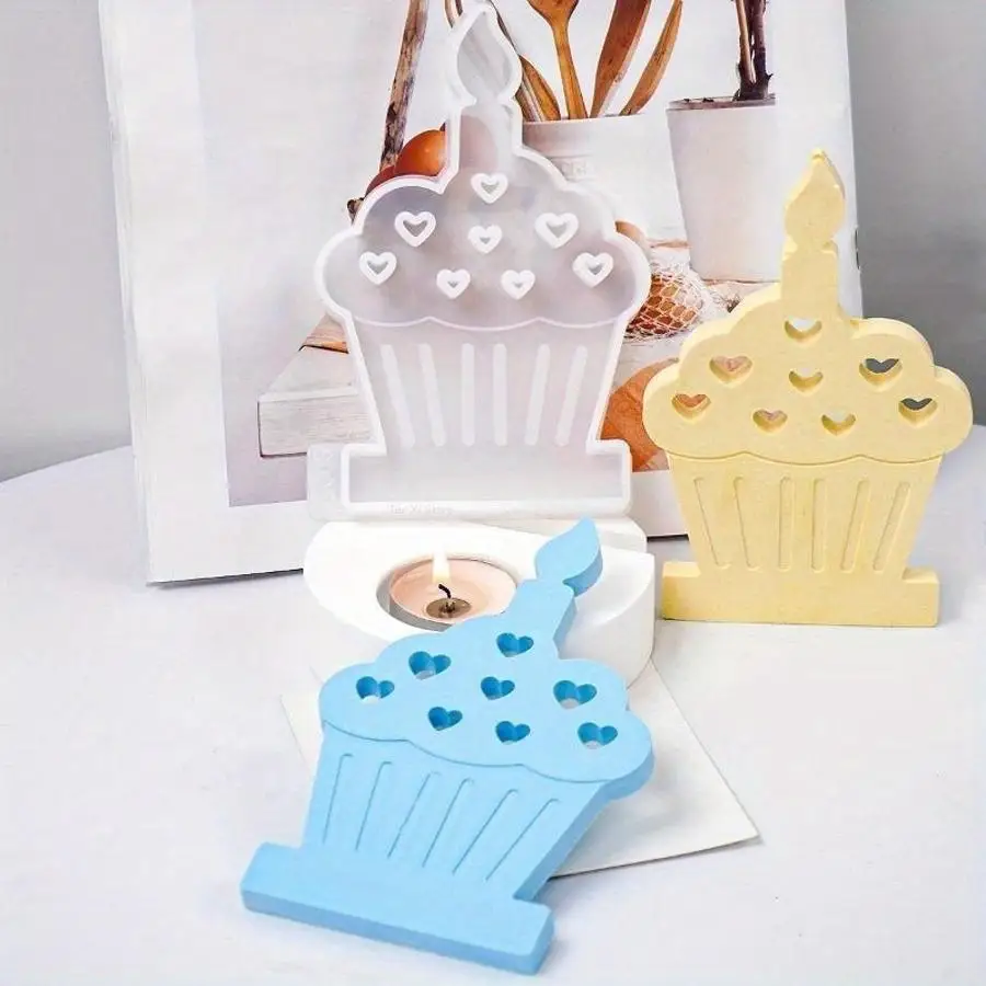 1 Pcs DIY Cake Tea Light Candle Holder Silicone Mold Heart Cake Candlestick Molds Resin Gypsum Craft Gifts Making Brithday Decor