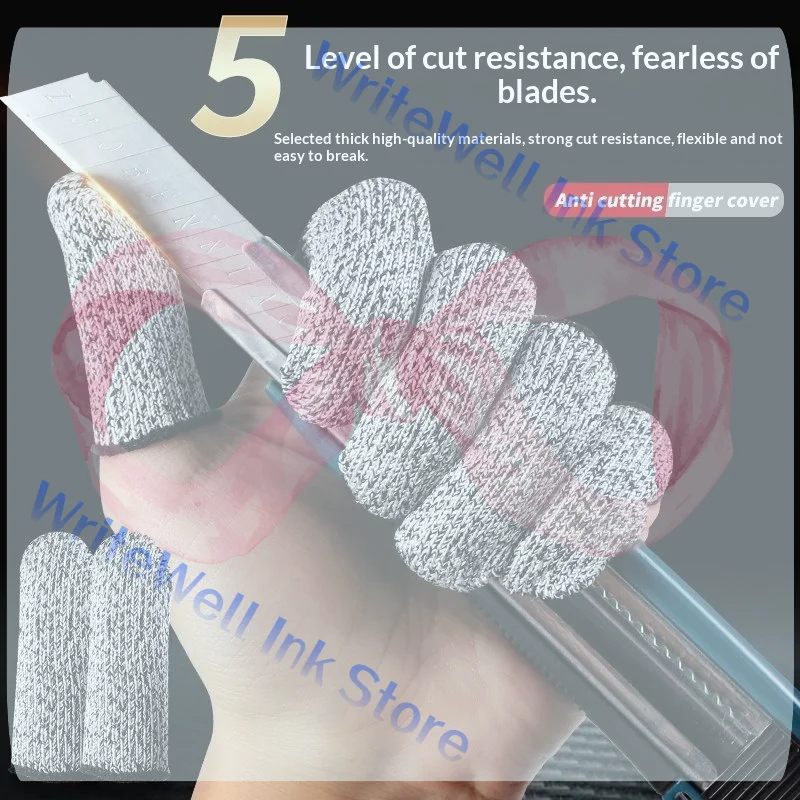 10Pcs Level 5 Cut Resistant Finger Guards High-Strength Flexible Safety Cover for Metal Working Vegetable Cutting Jobs