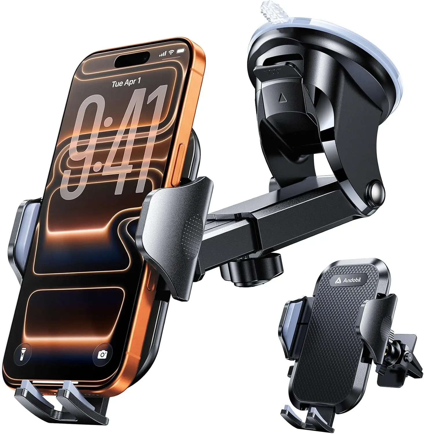 

Upgraded Strongest Suction & Clip Military-Grade Car Phone Holder for iPhone Android Dashboard Windshield Vent Mount