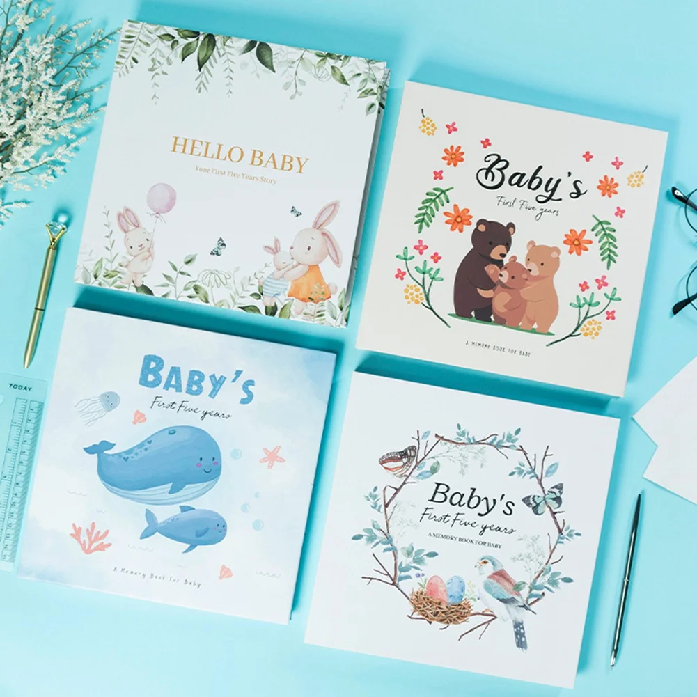 Top-Baby Memory Book Scrapbook Photo Album Pregnancy Diary Cute Animal Keepsake Record Growth Journal Hand Account