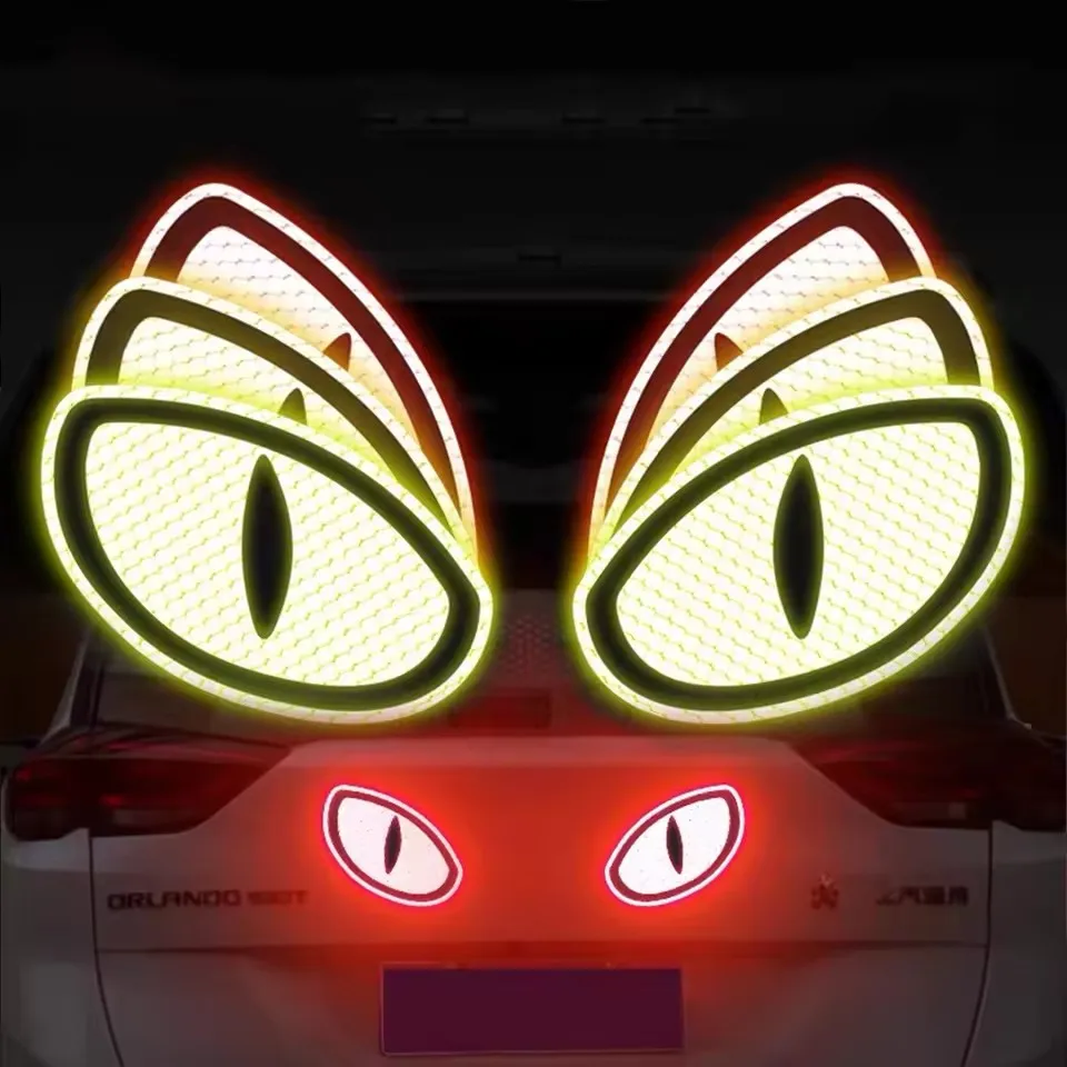 Car Creative Shape Eyes Reflective Stickers Motorcycle Cat Eyes Night Driving Warning Decals Car Accessories Exterior Decoration