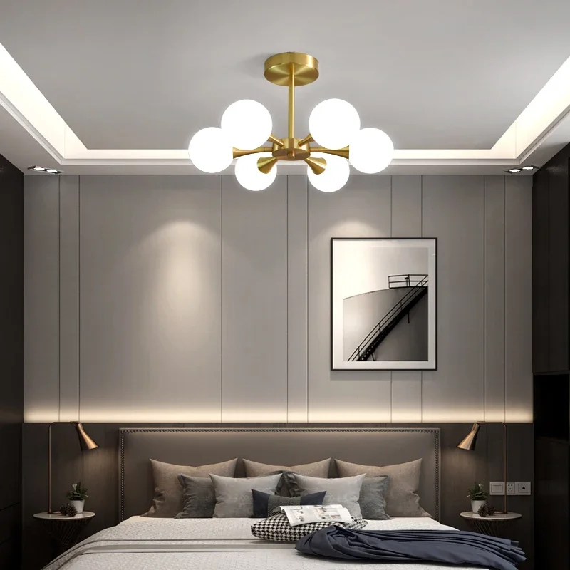 

Modern All Copper Master Bedroom Ceiling Light Creative LED Pendant Light Personalized And Simple Magic Bean Molecular Lights