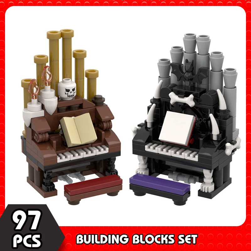 

MOC Dreamered Piano Halloween Skeleton Vampire Pirate Gothic Piano Organ Building Blocks Creativity Decoration Brick Kids Toys