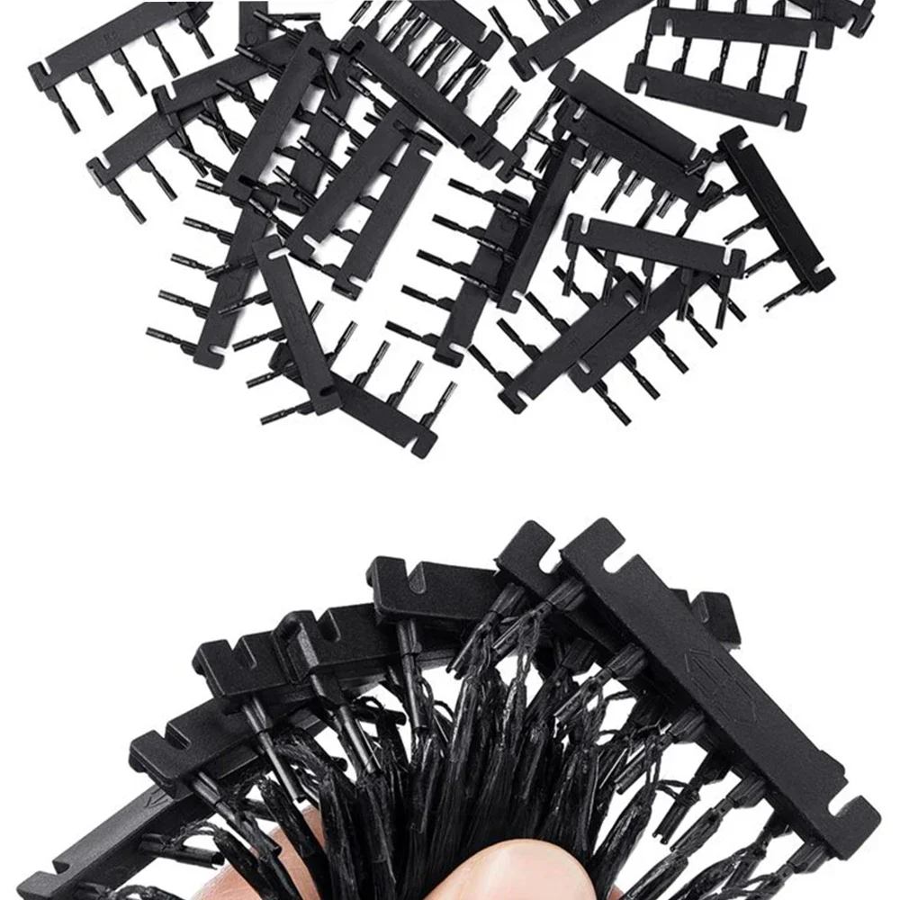 

Hair extensions tools 6D hair buckle tools 40 pcs 6D hair extension machine 6D-2 hair comb Medium brown Beige Black color hair
