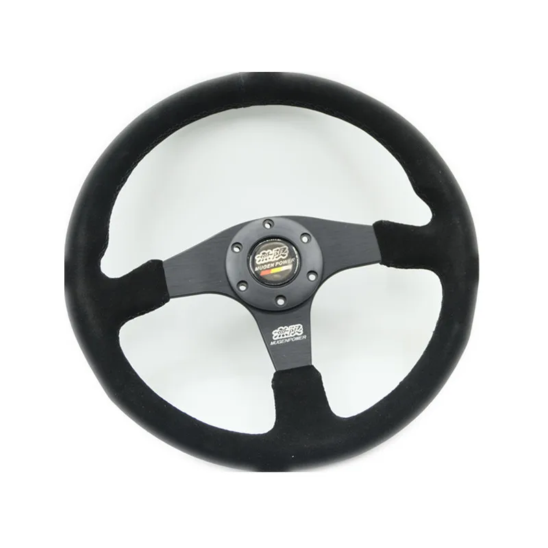 Mugen 14inch 350mm Racing Flat Steering Wheel Auto Universal Suede / Leather Simulated Racing Game Steering Wheel