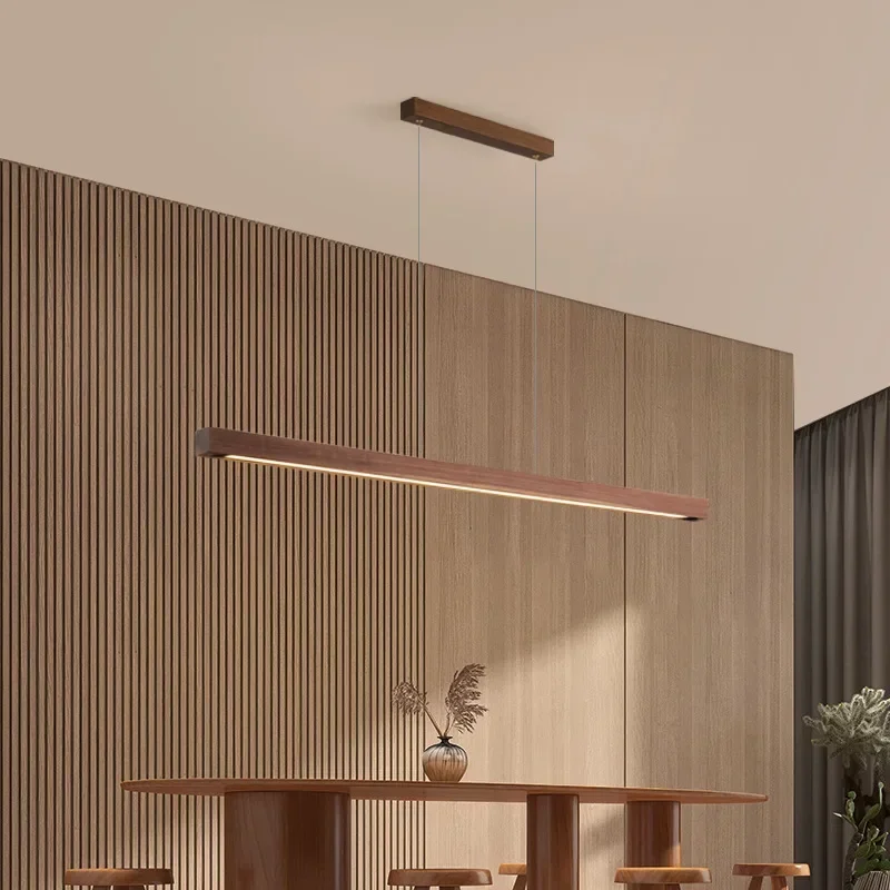 SANDYHA أنيقة الجوز قلادة LED الثريات لغرفة الطعام دراسة بار ديكور المنزل تركيبات الإضاءة تعليق أنيق