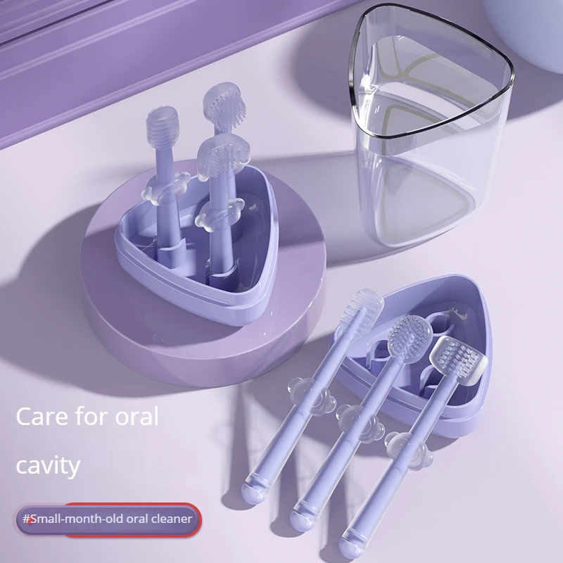 Brosse à dents en silicone pour bébé, tétine infantile, nouveau-né, 0 à 1 ans, revêtement de langue, nettoyage buccal, trois par paquet