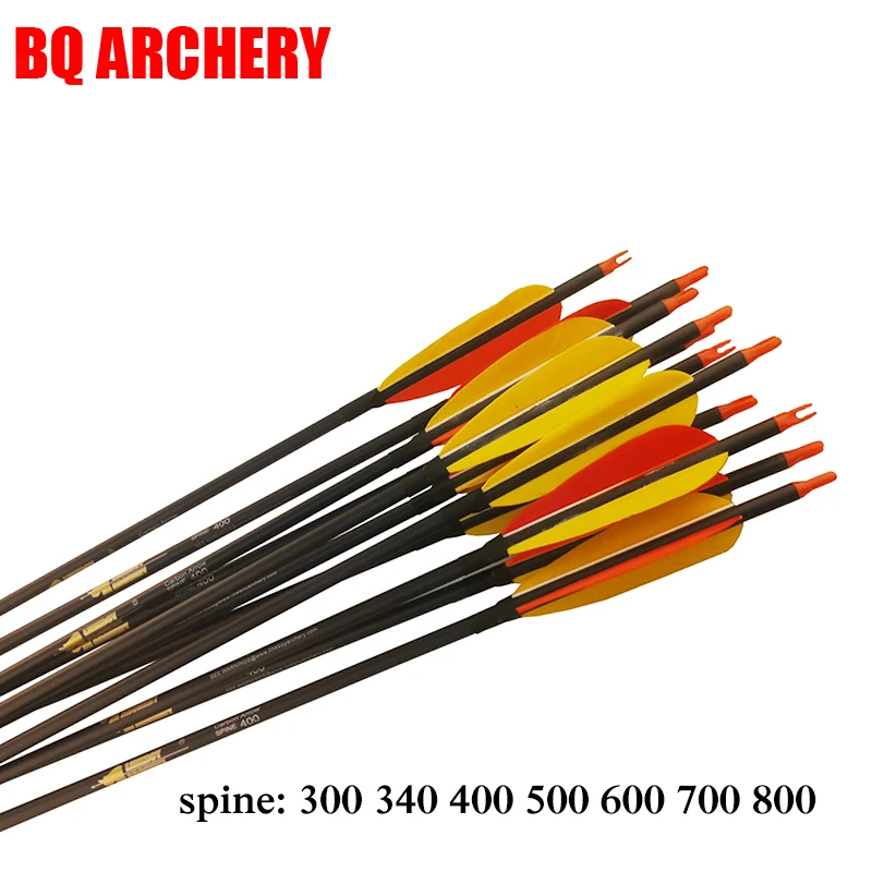 

Pure Carbon Archery Arrows, Feather, Compound, Traditional Bow, Hunting, Shooting, Spine300-1000, ID6.2mm, 6Pcs