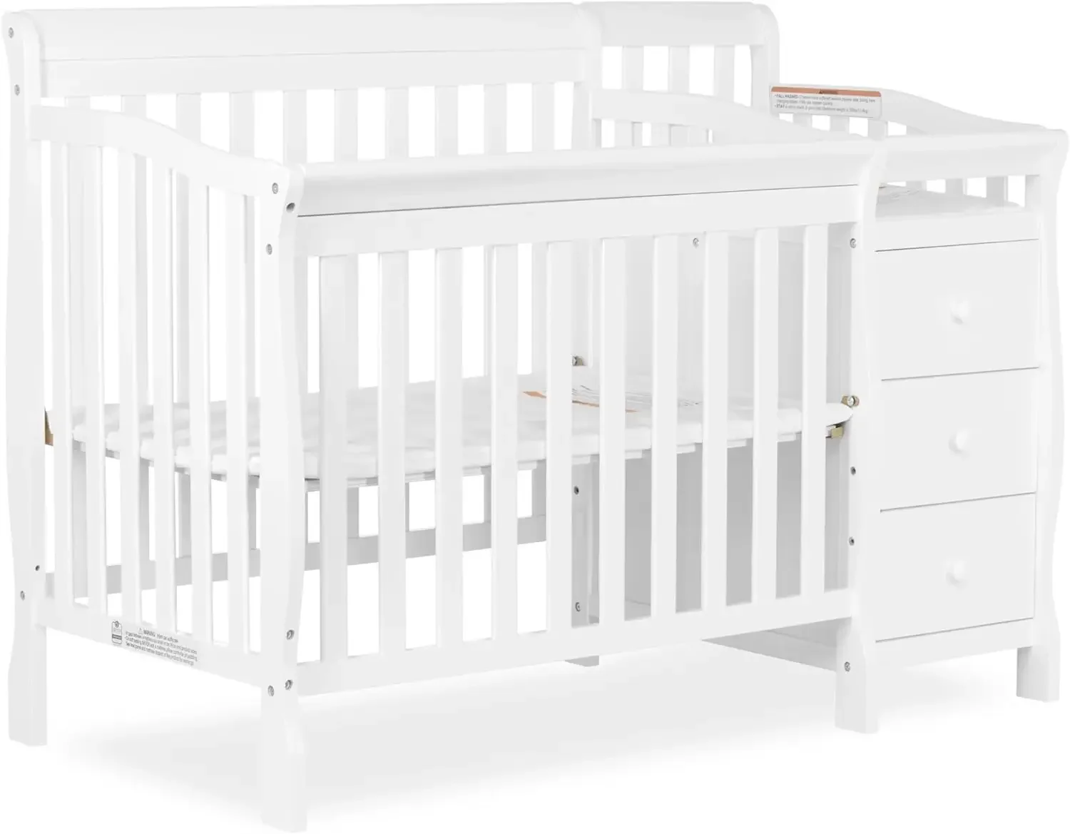 

Dream On Me Jayden 4in-1Mini Convertible Crib And Changer in White, Greenguard Gold Certified, Non-Toxic Finish, 1"Mattress Pad