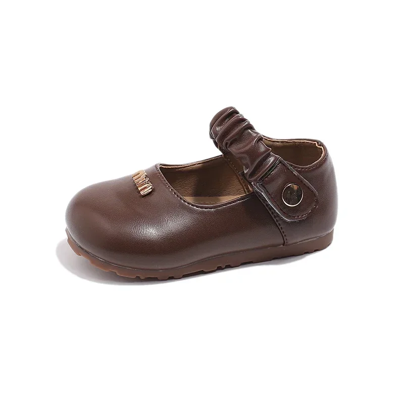 Girls' Leather Shoes 2024 Spring Autumn New Soft Sole Small Girls' Princess Single Shoes Children's Performance Shoes