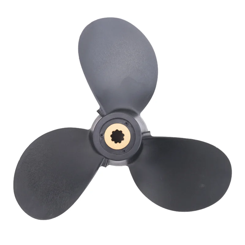 AU34-المروحة الخارجية 6E0-45941-01-El 7 1/2X8-Ba لسبائك بلاستيكية 4Hp-6Hp 3 شفرات سوداء 9 أسنان سبلاين