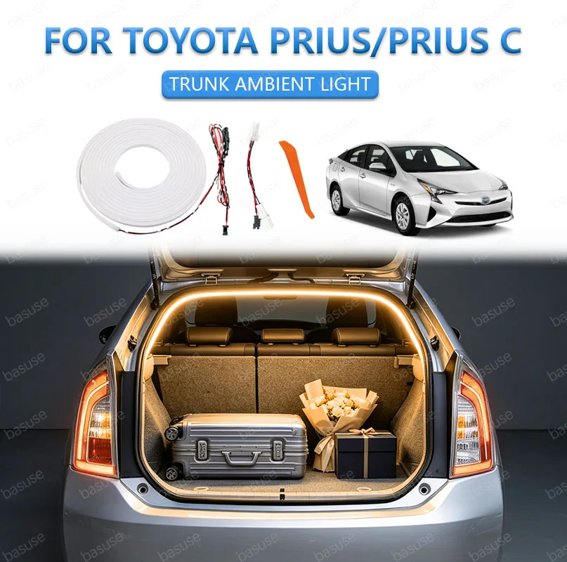 FOR TOYOTA PRIUS/PRIUS C Rear Trunk Light LED Surround Light Silicone Light Modification Light Yellow White Car Accessories