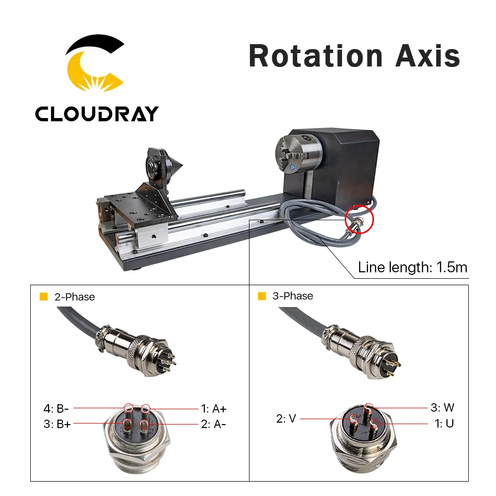 Imagem -06 - Cloudray-rotary Gravura Acessório com Mandris Stepper Motors para Laser Gravura Máquina de Corte Modelo b