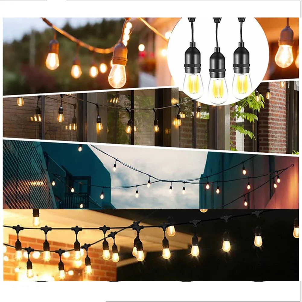 10m Heavy Outdoor Light Cable E27 Commercial Grade Waterproof for DIY Party Garden Patio Holiday Festoon String Wire Cable