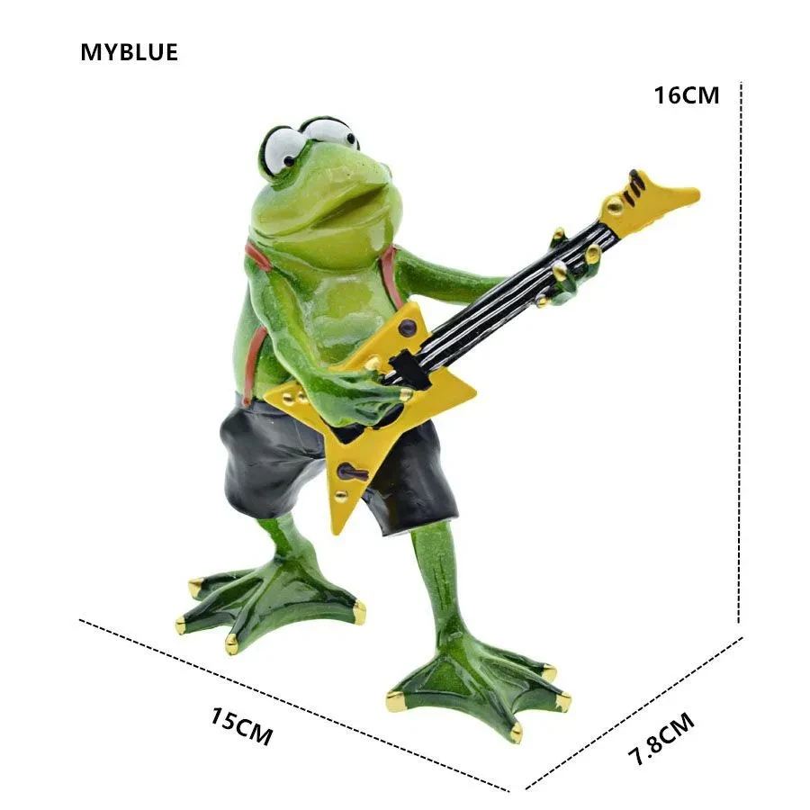 Resin Frog Playing Guitar Sculptures And Figurines For Garden decorations and Home Decor, Home Room Decorative Statue